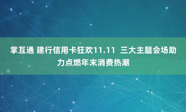 掌互通 建行信用卡狂欢11.11  三大主题会场助力点燃年末消费热潮